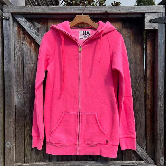 Pink TNA hoodie zip up comfy sweatshirt - Picture 5 of 5